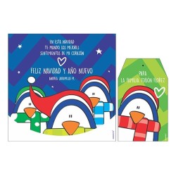 v0006 - Bolsa, etiqueta y tarjeta para vino - Pingüino