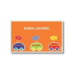 p3003 naranja - Tarjetas de presentación - pajaros y carros