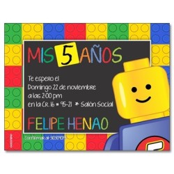 c0305 - Invitaciones de cumpleaños - Lego
