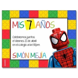 c0319 - Invitaciones de cumpleaños - Lego Spiderman