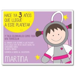 c0326 - Invitaciones de cumpleaños - Espacio - Astronauta
