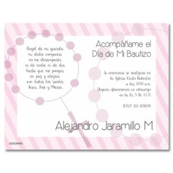 b0020 B Rosado - Invitaciones Bautizo