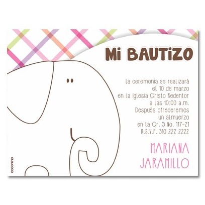 b0056 B Rosado - Invitaciones - Bautizo