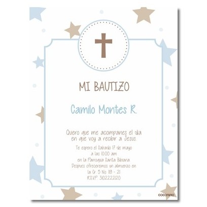 b0024 B Azul - Invitaciones Bautizo