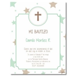 b0024 B Verde - Invitaciones Bautizo