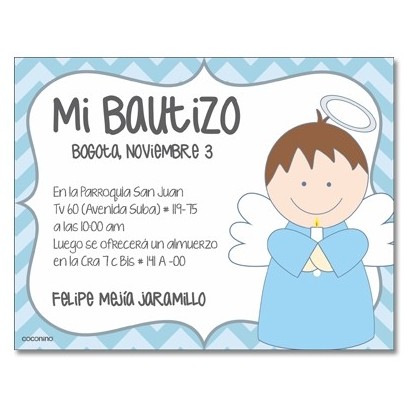 b0027 Azul - Invitaciones - Bautizo