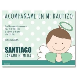 b0028 Verde - Invitaciones - Bautizo