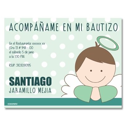 b0028 Verde - Invitaciones - Bautizo