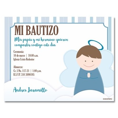 b0029 B azul - Invitaciones - Bautizo