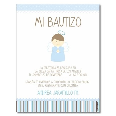 b0057 azul - Invitaciones - Bautizo