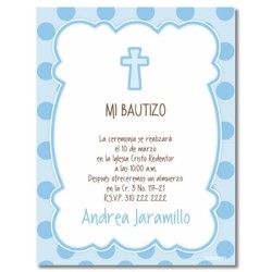 b0055 B Azul - Invitaciones - Bautizo