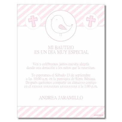b0080 B rosado - Invitaciones - Bautizo
