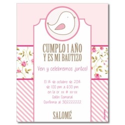 b0047 B Rosado - Invitaciones - Bautizo