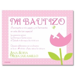 b0001B - Invitaciones - Bautizo - flor